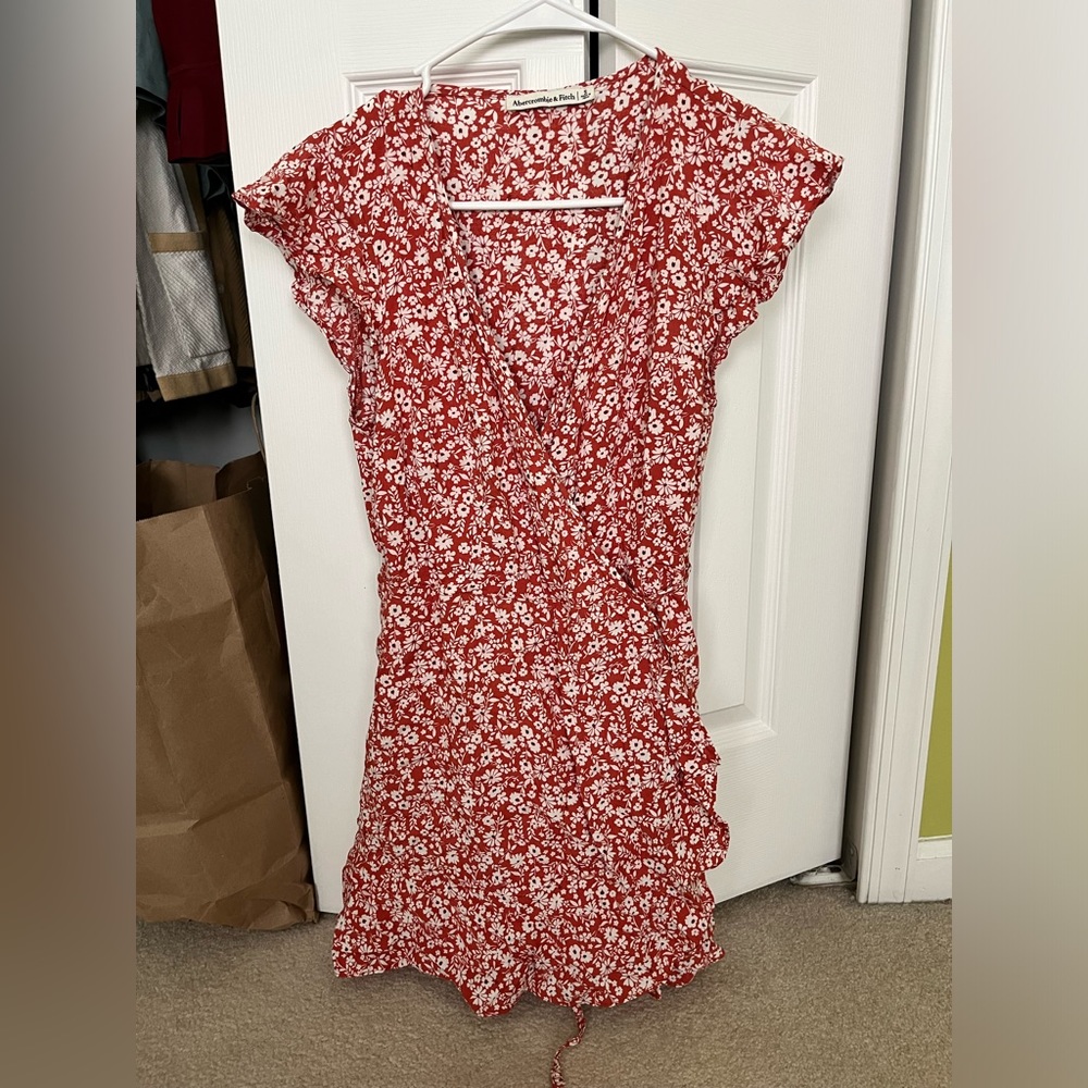 Abercrombie Red Floral Wrap Dress